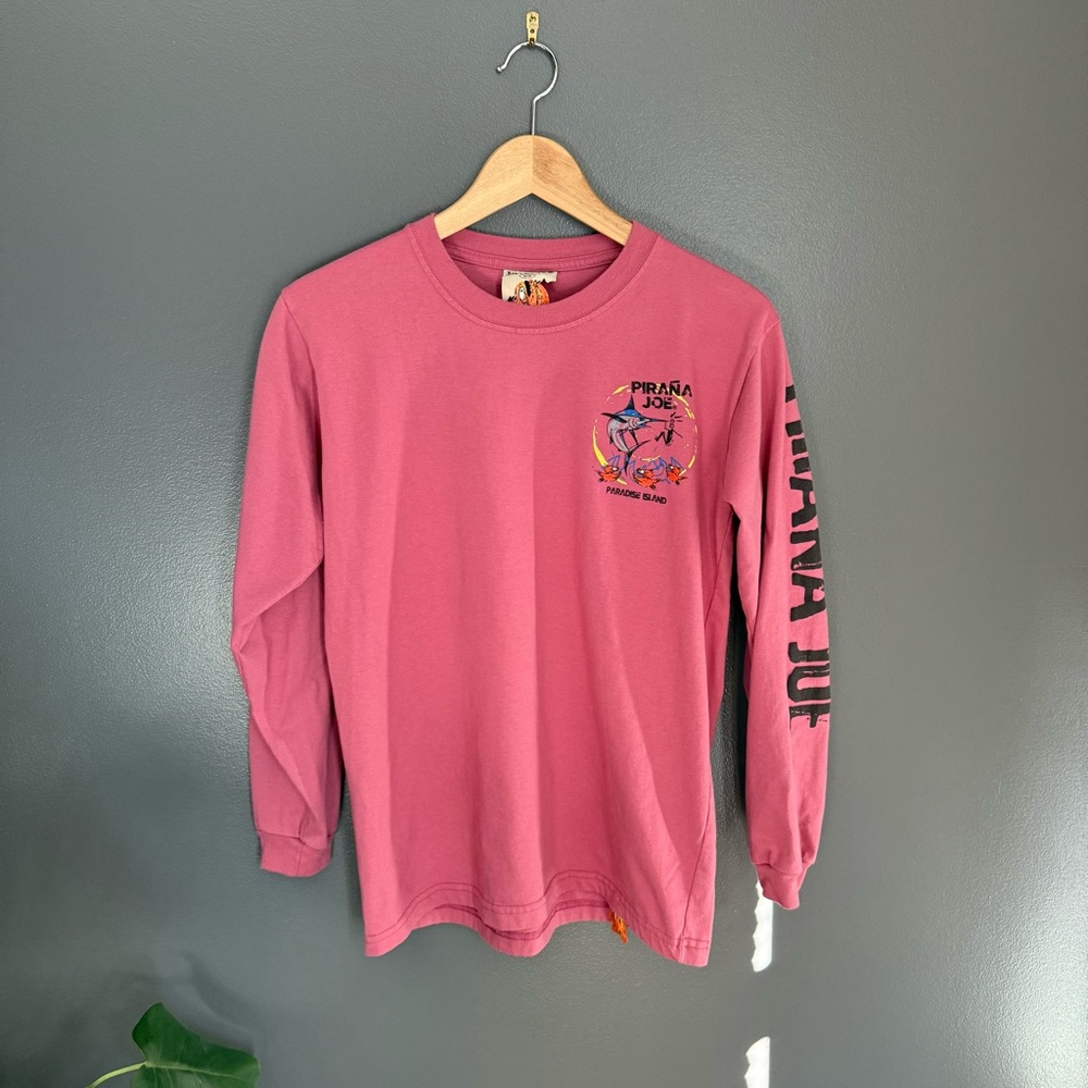 Pirana Joe Women Pink Long Sleeve Graphic Tee Size Medium